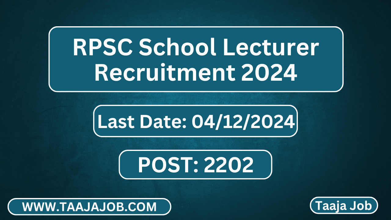 RPSC School Lecturer Recruitment 2024