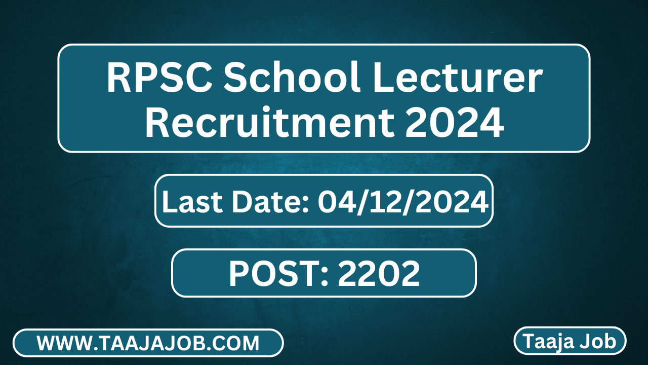 RPSC School Lecturer Recruitment 2024