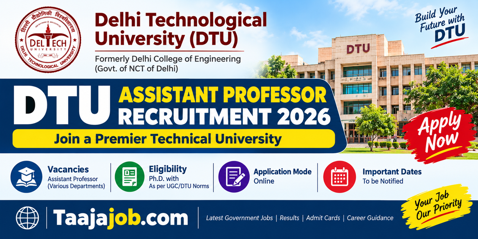 DTU Assistant Professor Recruitment 2026