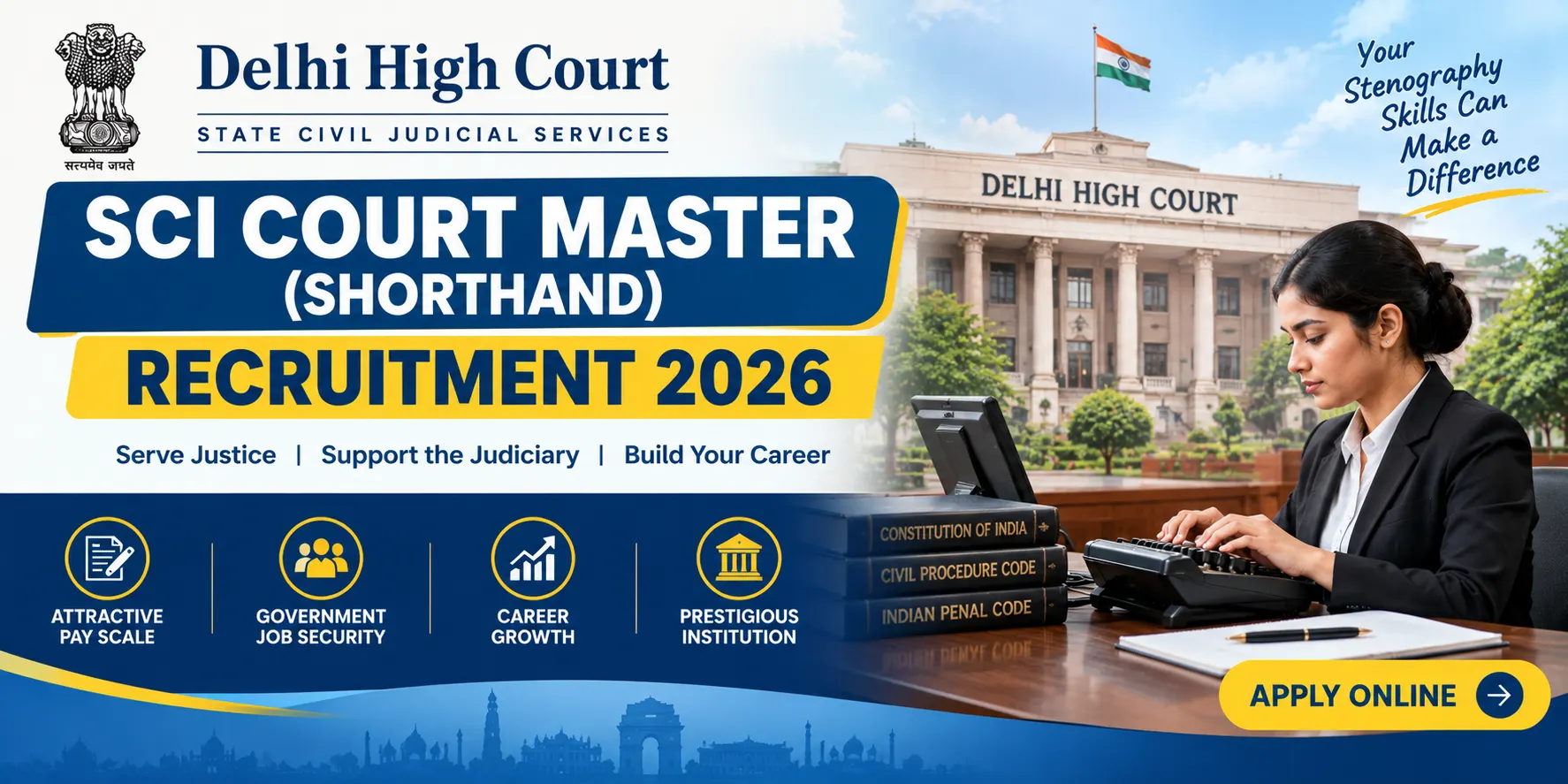 Delhi SCI Court Master (Shorthand) Recruitment 2026