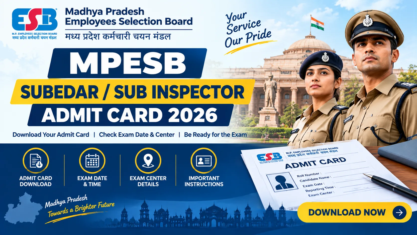 MPESB Subedar / Sub Inspector Admit Card 2026